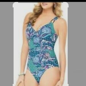 SPANX Women's One Piece Swimsuit - Teal and Lavender